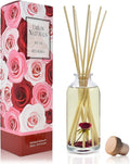 Reed Diffuser Set, Red Roses - Bathroom Shelf Décor | Floral Scented Sticks Room Freshener for Bathroom, Kitchen & Bedroom, Great Gift Idea