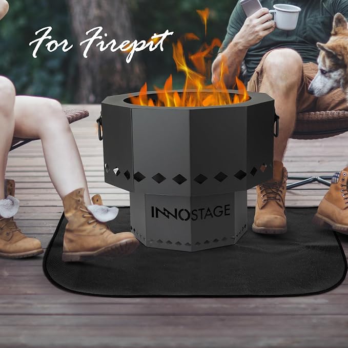 INNO STAGE Fireplace Rugs Blanket Fire Resistant 24 X 36 X 0.04 Inch | D Shape, Fire-proof Hearth Mat Carpet, Protector in Front of Stove, Decks, Indoor, Outdoor, Fire Pit, Grill&Floor
