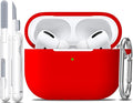 R-fun for AirPods Pro 2 Case, Soft Silicone Protective Cover with Keychain and Cleaning Pen, Compatible with AirPods Pro 2nd/1st Generation, Supports Wireless Charging, Red