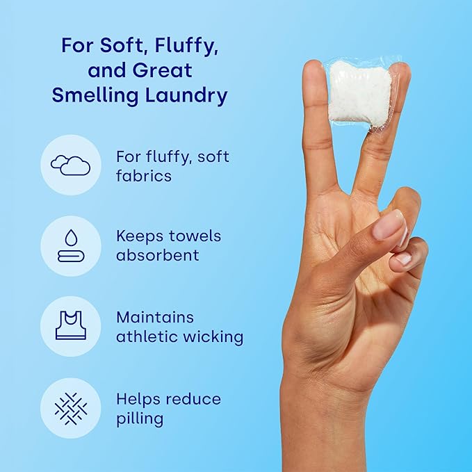 Dropps Laundry Fabric Softener Pods, Unscented (64 Count) - Fabric Softener Liquid Pods for Fluffy, Soft Fabrics - HE Compatible Mineral Based Ingredients Laundry Supplies