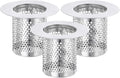 uxcell 3 Pack Shower Drain Strainer, 2" x 2.5" Stainless Steel Floor Drain Strainer Deep Sink Hair Catcher for Kitchen Bathroom Balcony Floor Drain, Fit Hole Size from 1.57" to 2.56"