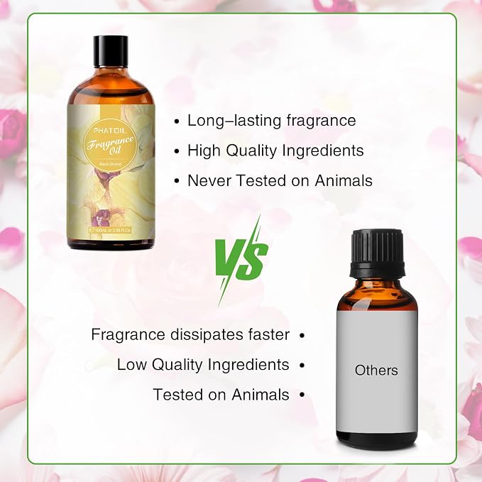 PHATOIL Black Orchid Fragrance Oil for Diffuser Aromatherapy 3.38FL.OZ | Long Lasting Scented Oils For Humidifier, Air Freshener, DIY Soap Candle, Scent Project Making, Aroma Oil for Home Freshening