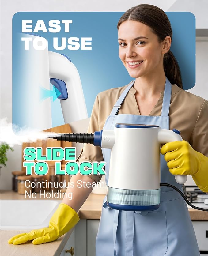 POPCHOSE Handheld Steam Cleaner, 15s Instant Heat with 650ML Tank | Lightweight Portable Steamer Featuring 2 Modes for Cleaning Kitchen, Grout, Pet Stains, Couch, Car & Bathroom