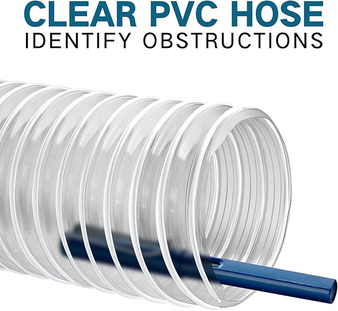 Qucship 6" x 10' Flexible PVC Fume Collection Hose with Carbon Steel Wire Coil, Puncture Resistant, for Dust Collection Systems