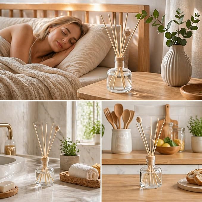 White Tea Reed Diffuser, 3.5 Fl Oz | Long-lasting Fragrance Oil,Air Freshers for Bedroom, Bathroom, Living Room or Office; Gift-ready.