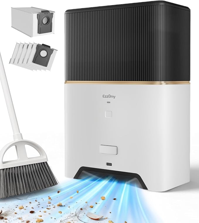 Touchless Vacuum Dustpan, 26kPa Suction, Bagged, Auto/Manual Mode | with 5 Replaceable Dust Bags, Up to 3-Months of Hands-free Cleaning, Ideal for Pet Hair, Kitchen, and Salon, White