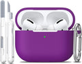 R-fun for AirPods Pro 2 Case, Soft Silicone Protective Cover with Keychain and Cleaning Pen, Compatible with AirPods Pro 2nd/1st Generation, Supports Wireless Charging, Violet