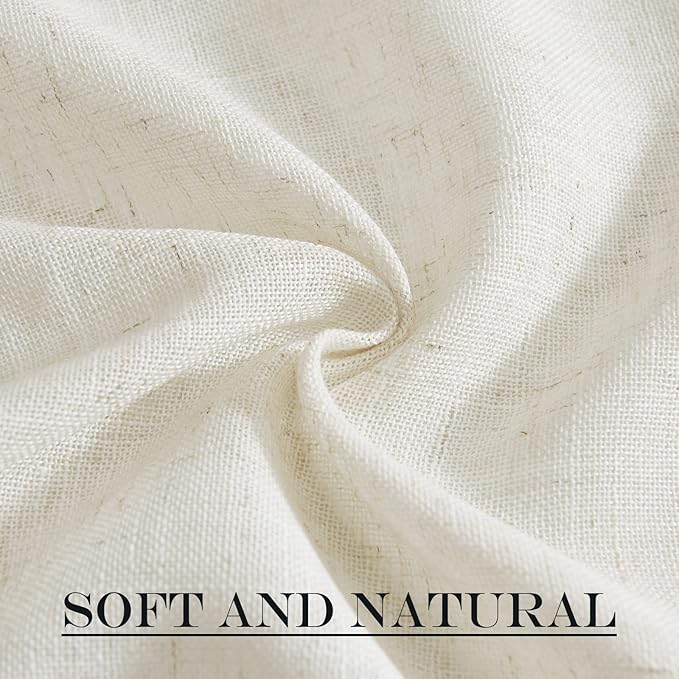 NICETOWN Front Door Curtain - Soft Beige Linen Weave Pattern Door Shade for Windows Light Filtering Rod Pocket French Window Cover for Entryway/Garage with Tieback, 1 Panel, 26" W x 40" L