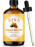 SIVA Papaya Seed Carrier Oil, Glass Bottle with Dropper, 4 Fl Oz (118 ml) | Papaya Seed Oil for Face Care, Skin Care, Facial Oil, Hair Care, Scalp Massage, Body Massage, Dilution & DIY Beauty Blends
