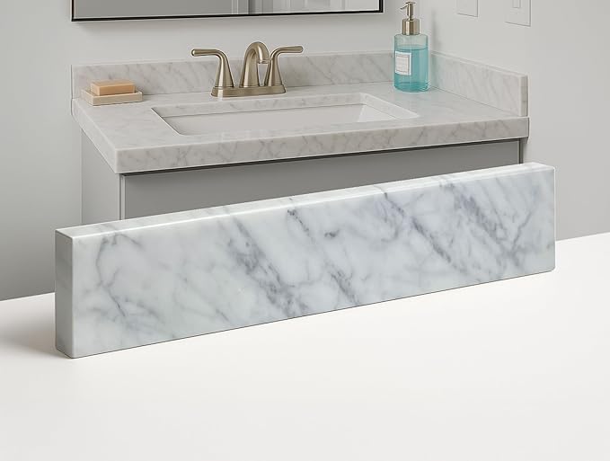 Bathroom Vanity Sink Backsplash/Sidesplash (Carrara Marble, 4" x 60")