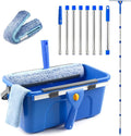 10Ft Professional Window Cleaning Kit with Bucket for Home & Commercial | 120" High Window Squeegee, Microfiber Scrubber, 3 Gal Bucket, Window Cleaning Equipment Washing Kit, Cleaner Tool for Outdoor