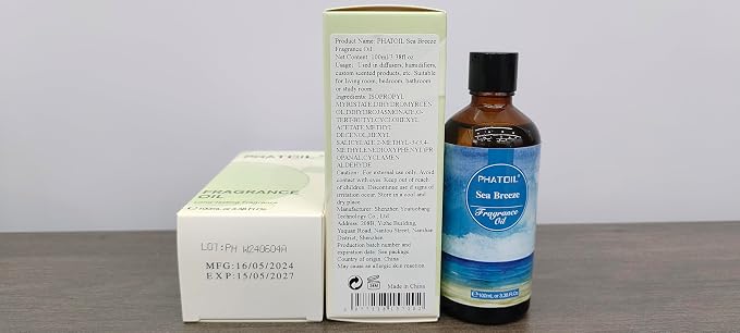 PHATOIL Sea Breeze Fragrance Oil for Diffuser Aromatherapy 3.38FL.OZ | Long Lasting Scented Oils For Humidifier, Air Freshener, DIY Soap Candle, Scent Project Making, Aroma Oil for Home Freshening