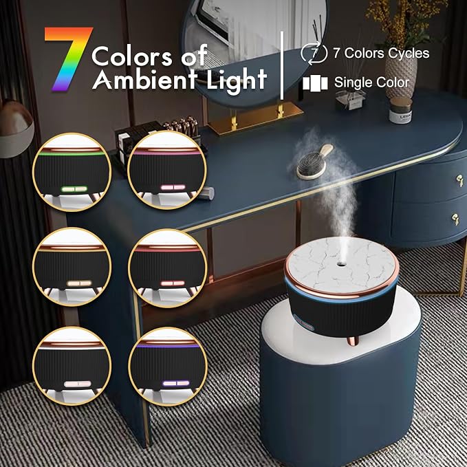 Diffusers for Essential Oils Large Room, 500ml Aromatherapy Diffuser Cool Mist Humidifier with Remote Control,7 Colors Lights & 4 Mist Mode Waterless Auto Off for Women Office Home