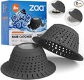 zaa Bathtub Drain Hair Catcher, Premium Silicone Collapsible 2 Pack Drain Protector for Pop-Up & Regular Drains of Shower, Bathtub, Tub, Bathroom, Sink, Black Black