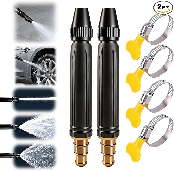 2Pcs Home High-Pressure Car Wash Water Gun, Heavy Duty Adjustable Hose Nozzle, 2026 Multi-Function Metal Garden Hose Sprayer for Car, Garden, Yard, Plant and Vegetable Watering