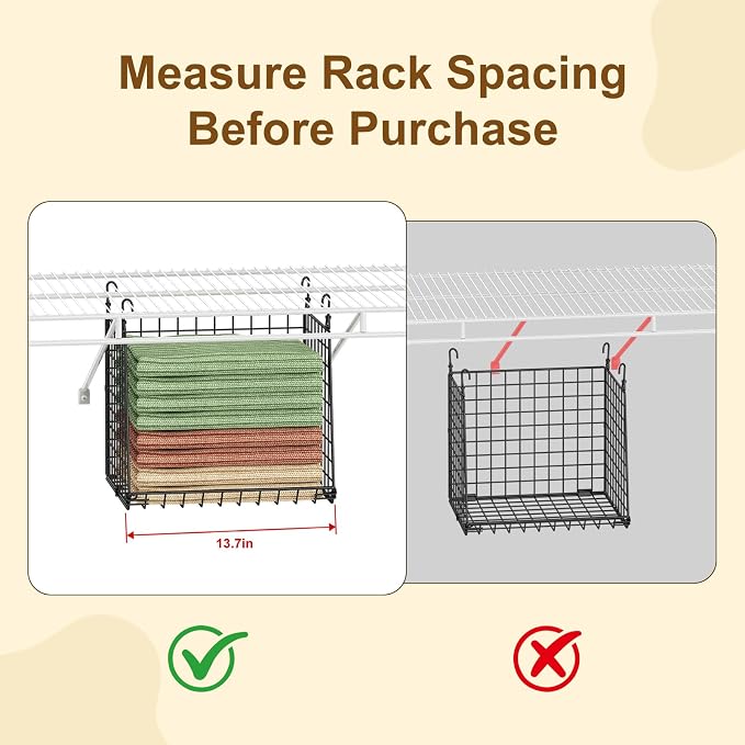 Lyuwanxian 4-Tier Hanging Closet Organizer with 360°Rotating Hooks – Foldable Hanging Shelves for Small Spaces, Wire Storage Basket, Closet Organizer System, Black