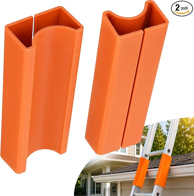 TPE Ladder Covers for Gutter & Roof Protection, Non-Marring Standoff Bumper Pads, Anti-Slip Extension Ladder Accessories for Painting & Cleaning, Fits Most Aluminum & Fiberglass Rails
