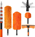 30ft High Reach Duster Kit with Extendable Pole,High Ceiling Duster Kit | Includes–Ceiling Fan Blade Cleaner, Cobweb Remover, Bendable Duster, Microfiber Glass Scrubber&Squeegee(Extension pole:5-24ft