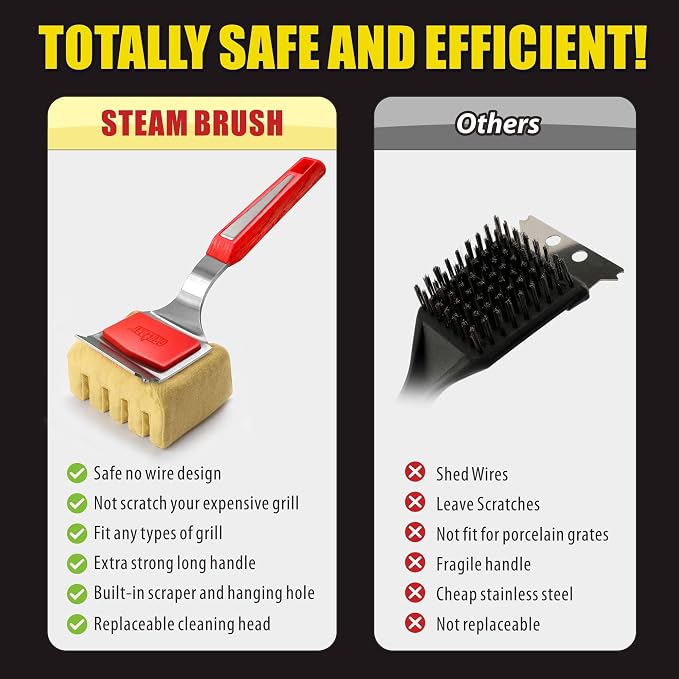 GRILLART Grill Brush Bristle Free, Replaceable BBQ Cleaning Pad (No Handle), Safe Replacement Cleaning Pad/Head for Cast Iron/Stainless Steel Grates - Deep-Reach | Safe Refill Replacement Head for All Grates, Safe No Wire, Durable Heat-Resistant, Effec...