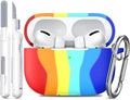R-fun for AirPods Pro 2 Case, Soft Silicone Protective Cover with Keychain and Cleaning Pen, Compatible with AirPods Pro 2nd/1st Generation, Supports Wireless Charging, Rainbow
