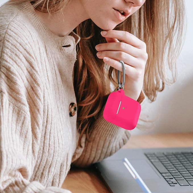 for AirPods 1/2 Case Cover,Come with Cleaner Kit,Soft Skin Silicone Case Cover with Keychain,Full Protective Case for Men and Women,Compatible with AirPods 2nd 1st Generation Case,Rose Pink