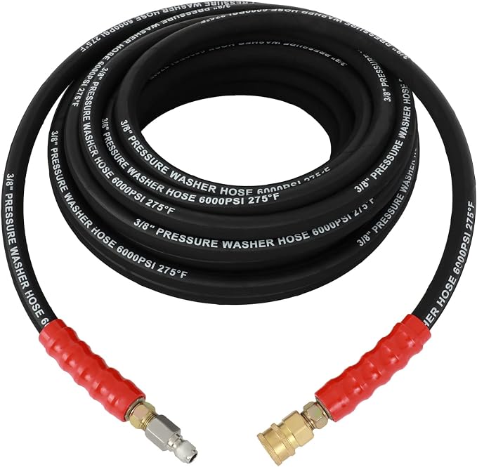 SCITOO 3/8" Pressure Washer Hose 50ft 6000psi 2-Braid Black Hot Water Pressure Washer Hose