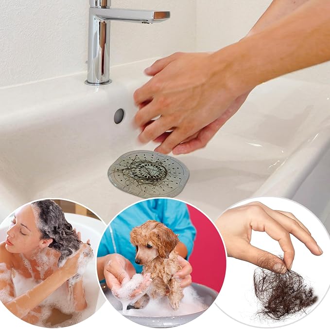 Bovinde Hair Drain Catcher,Square Cover for Shower 2 PCS (Light White Grey) | Drainer Cover Silicone Hair Stopper with Suction Cups,Protector Accessories,Easy to Install Suit for Bathroom,Bathtub,Sink