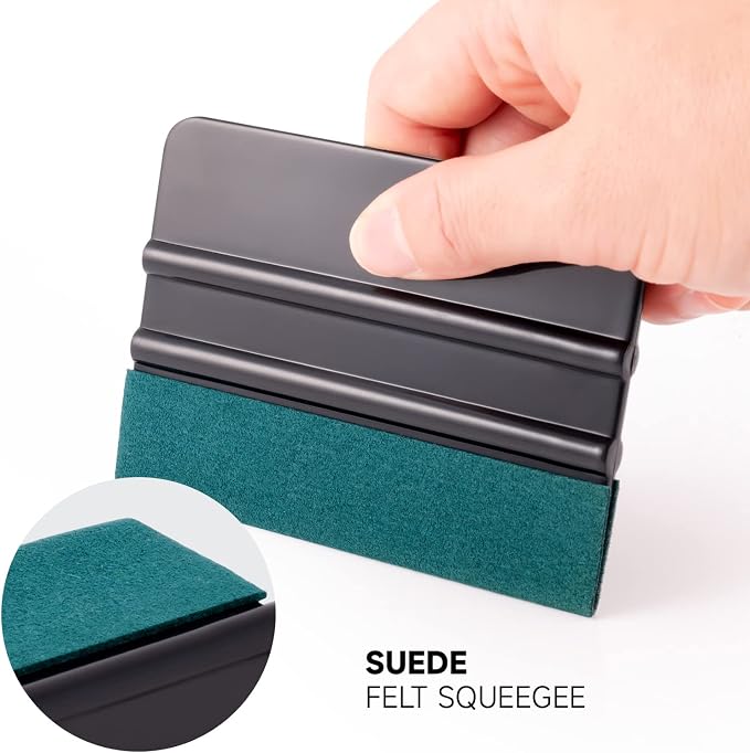 FOSHIO Vinyl Wrap Squeegee 4 Inch with Micro Fiber Suede Felt Edge, Scraper for Window Tinting, Sign Making and Sticker Wrap Application Tools, Pack of 3 Black Felt Squeegee for Vinyl