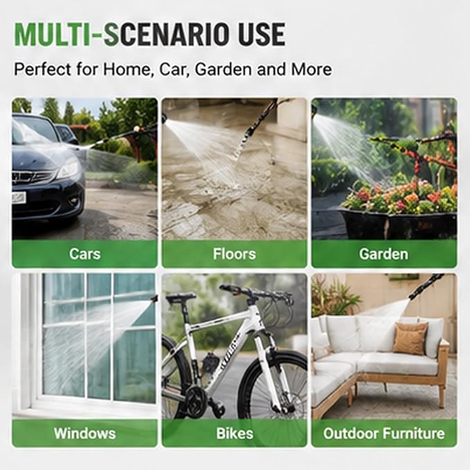 Cordless Portable Washer, Handheld Washer, Battery Operated Washer for Car Home Outdoor Patio Garden, Lightweight Car Washer, Washer, Cleaner with 5M Elastic Hose
