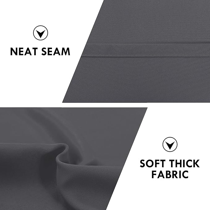 DWCN Kitchen Blackout Short Curtains for Bedroom 45 Inch Length 2 Panels Set, Solid Thermal Insulated Energy Saving Rod Pocket Window Treatment Curtains Blackout Draperies (W52 x L45 Inch, Dark Grey)