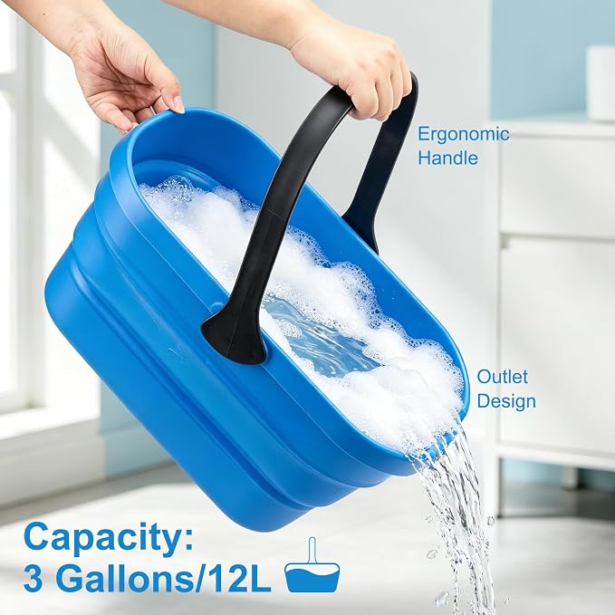 Professional Window Cleaning Kit with Collapsible Bucket 3 Gallon, 65 Inch | 14" Window Squeegee and 15" Microfiber Scrubber Window Washing Equipment Window Cleaner Tool for Outdoor Commercial Household