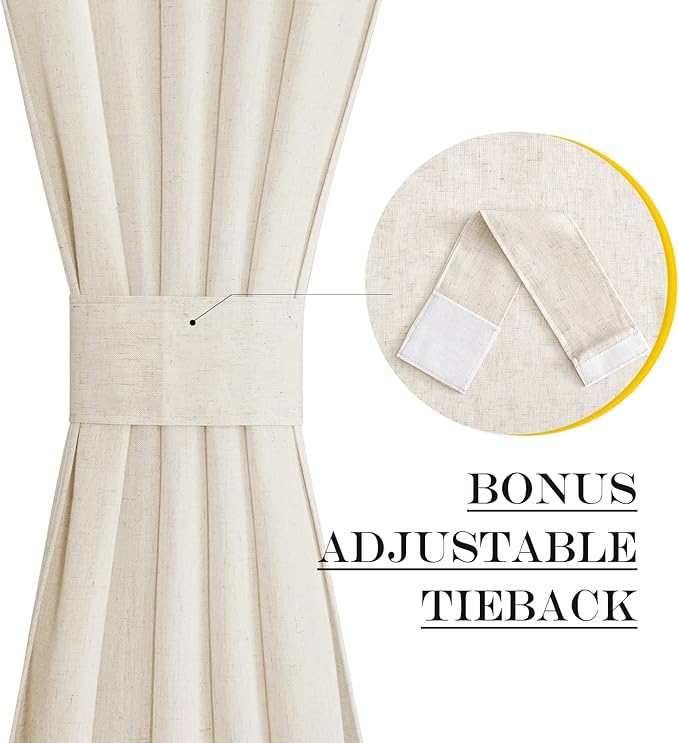 NICETOWN Thick Linen Textured Curtain Farmhouse French Door Shade Solid Room Darkening Door Shade Indoor Outdoor Sidelight Curtain for Window, W52 x L40, 1 Panel, Natural