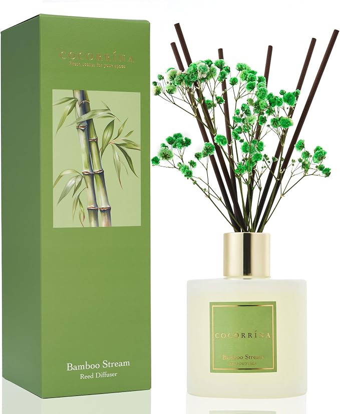 Reed Diffuser - Bamboo Stream Scented Diffuser with 8 Sticks Home Fragrance Reed Diffuser for Bathroom Shelf Decor