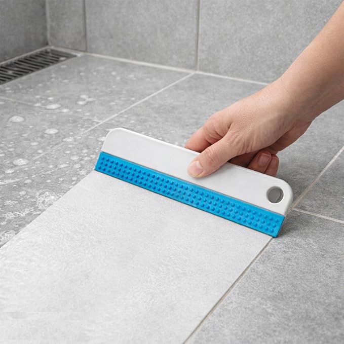Small Rubber Squeegee 2 Pcs All-Purpose Mini Soft Rubber Window Squeegee Small Squeegees Window Scrubber Scraper for Kitchens Bathroom Shower Mirrors Car Windshield （Gray, Blue）