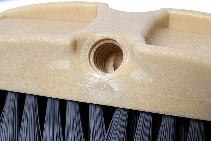 Guttermaster Grey Flow Through Essential Flagged-End Brush Head, 8-Inch | GM-214P-8 Oblong medium stiff bristle brush for floor, desk scrub, compatible with pole handle