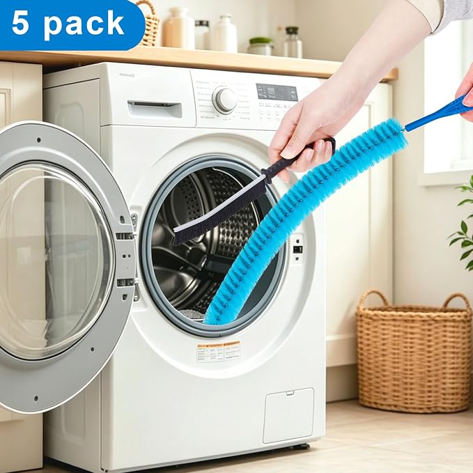 Dryer Vent Cleaner Kit with Flexible Vacuum Hose Attachments - Universal Lint Brush Tool Set for Clothes Dryer Cleaning, Shop Vac Accessories, Lint Trap Cleaner & Home Maintenance Essentials