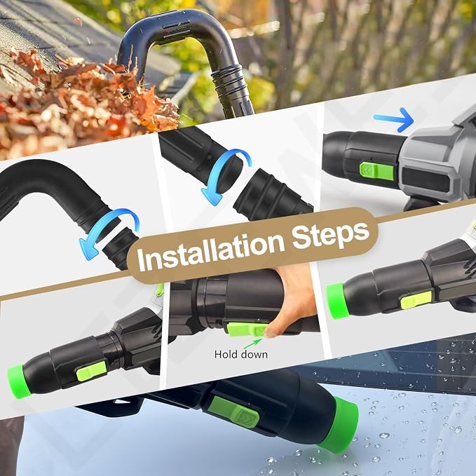 Gutter Cleaning Attachment Replaces AGC1000 Cleaning Kit & Mounting Bracket Kit for EGO 530CFM 580CFM 575CFM 650CFM 615CFM LBX6000, W/Battery Holders - Easily Clear Leaves And Debris From Gutters