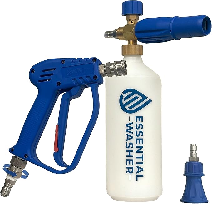 ESSENTIAL WASHER Short Pressure Washer Gun Swivel with Pressure Washer Foam Cannon Kit | Comes with Quick Connects and Nozzle Guard Tip