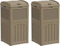 YESHOMY 2 Pack Outdoor Trash Can with Lid, Garbage Bins for Garden, Porch, Home and Kitchen, Coffee