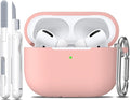 R-fun for AirPods Pro 2 Case, Soft Silicone Protective Cover with Keychain and Cleaning Pen, Compatible with AirPods Pro 2nd/1st Generation, Supports Wireless Charging, Sand Pink