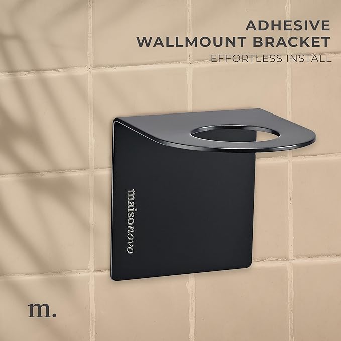 MaisoNovo Shampoo and Conditioner Dispenser - Shower Soap Dispenser Wall Mounted - 16.9 fl oz Set of 1 Black Plastic Bottles Black Pump - 1 Chamber No Drill