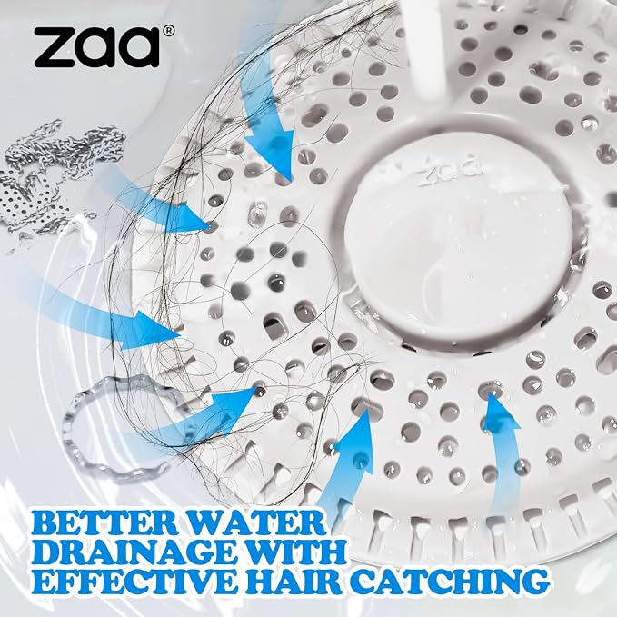 zaa Shower Drain Hair Catcher, 2 Pack Premium Silicone Drain Protector & Shower Drain Cover, Shower Installation Kits for Flat Drains of Shower Room, Bathroom, LightGray