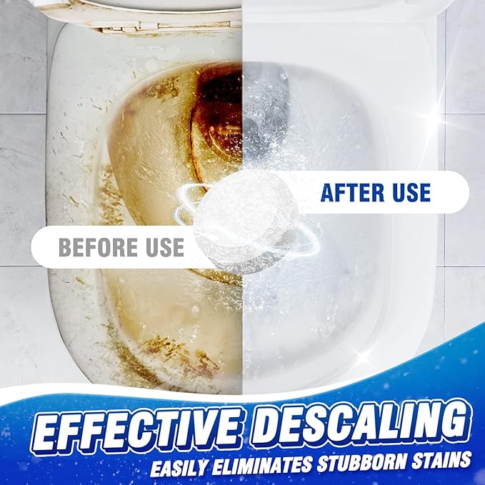 Vacplus Toilet Bowl Cleaners - 12 PACK, Household Toilet Cleaner, Automatic Toilet Bowl Cleaners with Bleach, Sustained-Release Toilet Tank Cleaners for Deodorizing and Descaling, 1.76 Ounces Each
