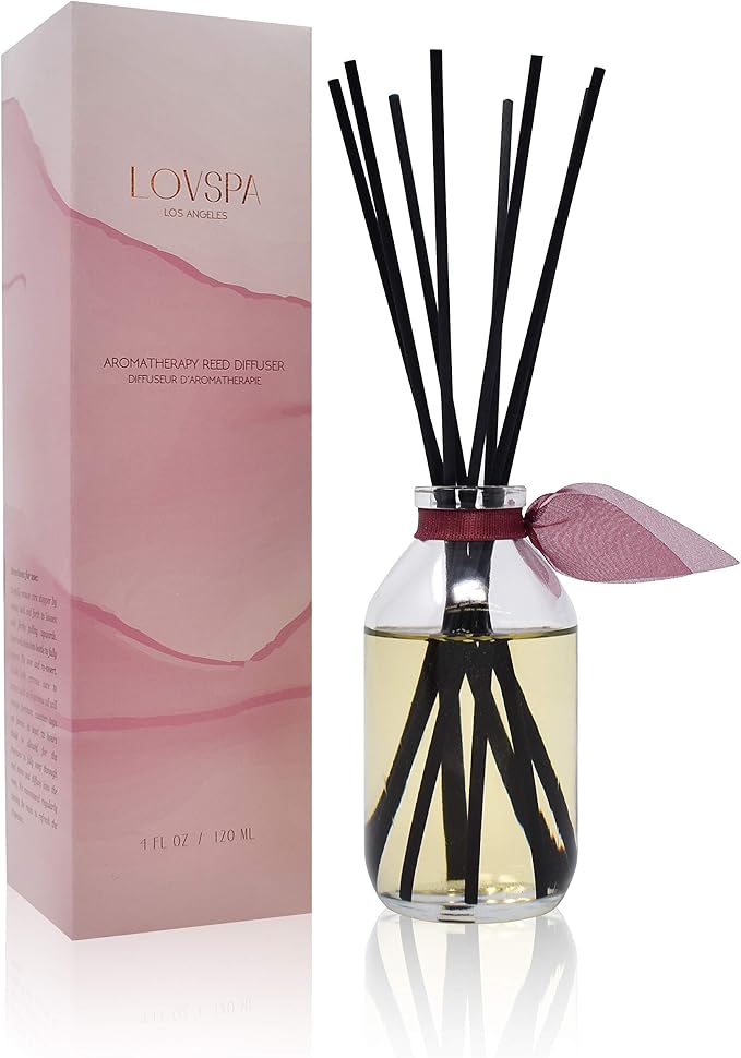 Reed Diffuser Set - Mahogany Teakwood Scented Diffuser with Sticks | Home Fragrance Reed Diffuser for Bedroom, Bathroom Shelf Décor - Made in the USA