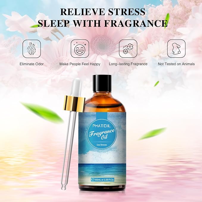 PHATOIL Sea Breeze Fragrance Oil for Diffuser Aromatherapy 3.38FL.OZ | Long Lasting Scented Oils For Humidifier, Air Freshener, DIY Soap Candle, Scent Project Making, Aroma Oil for Home Freshening