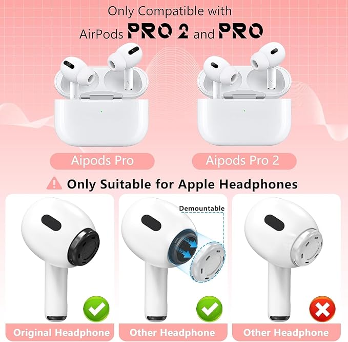 Inesore 4 Pairs Replacement Ear Tips for AirPods Pro 2nd/1st (Black) | with Noise Reduction Hole & Built-in dust Guard Screen,Silicone,with Portable Storage Box & Cleaner Pen,4 Size (XS/S/M/L)