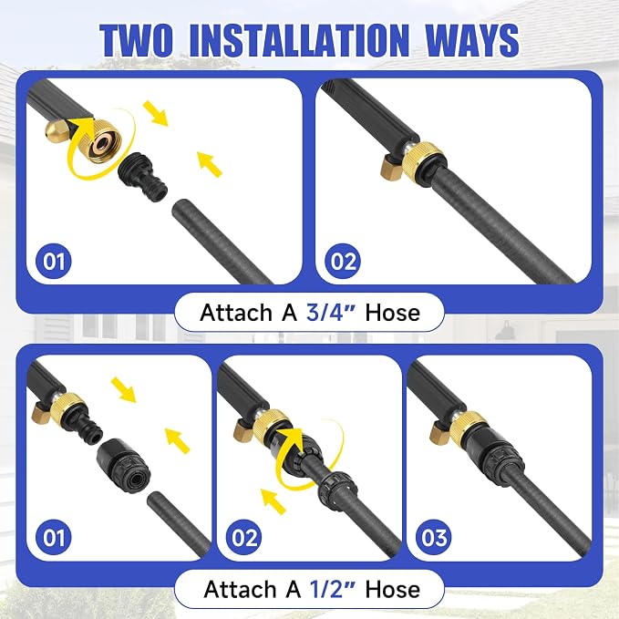 High Pressure Power Washer Wand, Hydro Jet Nozzle for Garden Hose | Watering Sprayer Cleaning Tool, Wand Lance for Gutter Patio Car Pet Window Glass, Black