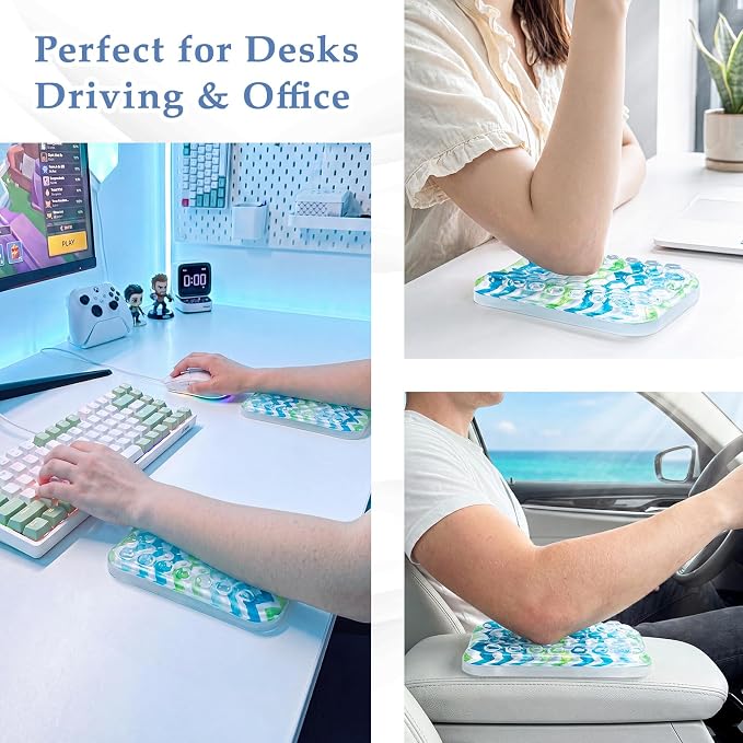 Ospelelf Elbow Wrist Rest Pad for Desk, Gel Arm Rest Pad Support for Office | Ergonomic Computer Wrist Support for Typing Pain Relief, Cushion Pad Support for Keyboard and Mouse, 6.29" × 4.33" × 0.98"