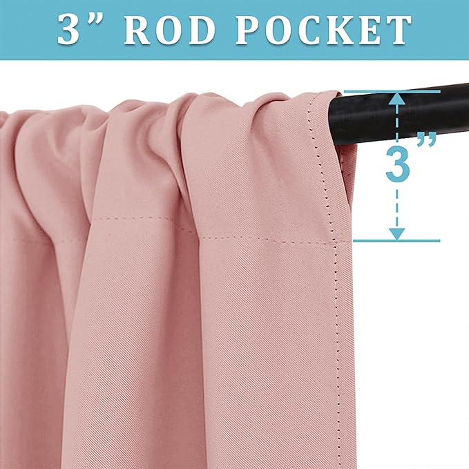 RYB HOME Small Curtains Blackout - Privacy Energy Efficiency Mini Curtains for Kids Bedroom RV Camper Windows Trailer Bathroom Kitchen Cabinet Window Tiers, W 29 x L 36, Peach Blush, 2 Panels