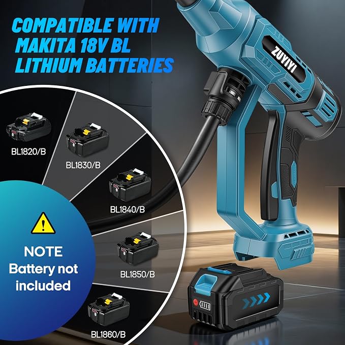 Cordless Pressure Washer for Makita 18V Battery, 870PSI Power Washer | 4-Speed, LCD Screen, Brushless, 6-in-1 Nozzle, 300L/H, 32.8FT Spray Distance, for Car/Fence/Patio/Home, Tool Only